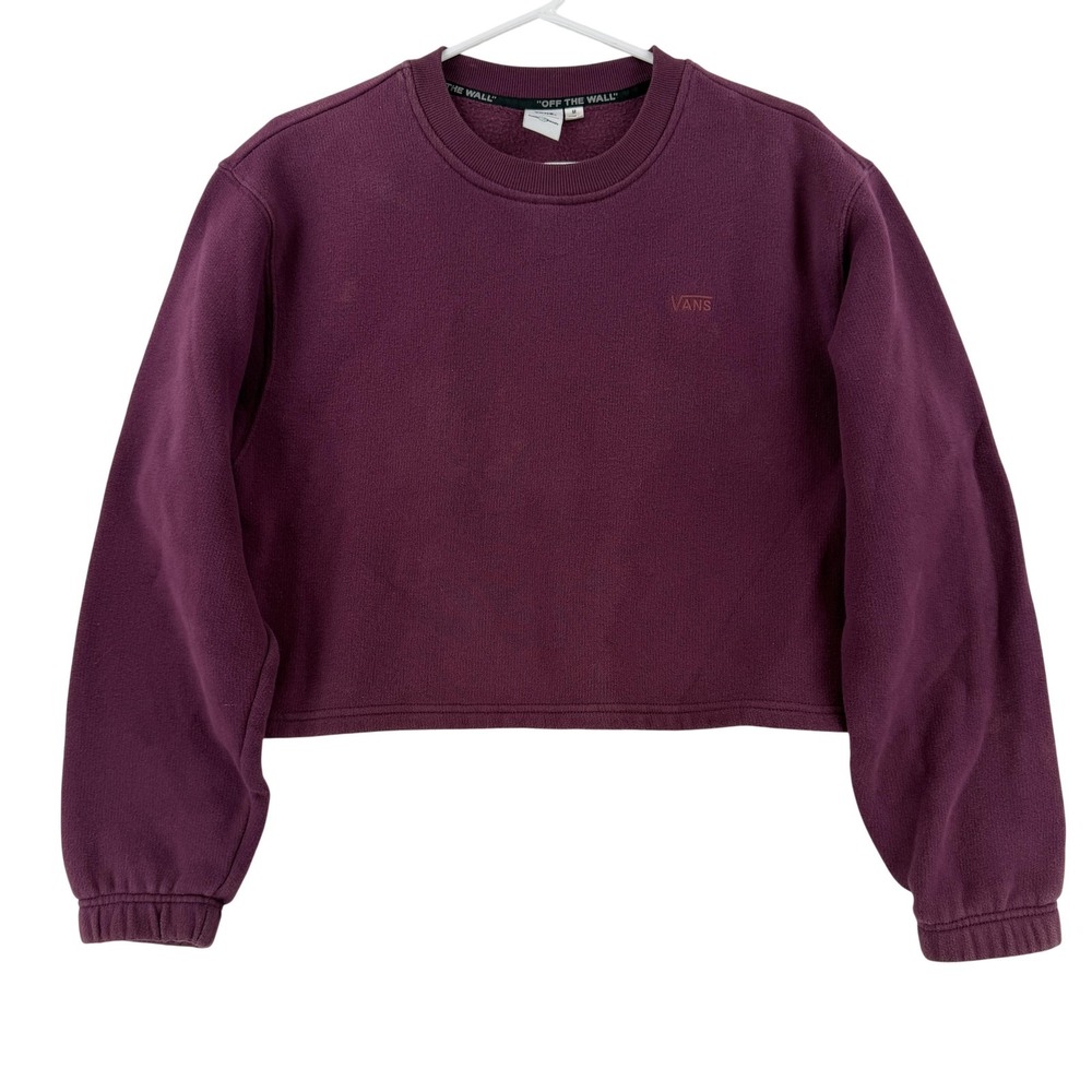 Vans Sweatshirt Womens Medium Purple Cropped Crewneck Fleece ComfyCush Logo